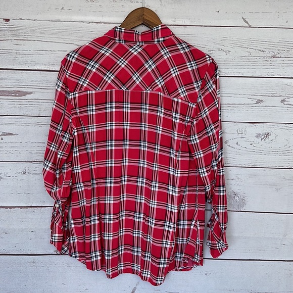 TORRID Pink White Plaid Challis Camp Shirt Size 0X - Picture 7 of 12